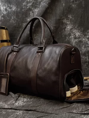 Luxury Genuine Leather Travel Bag | Durable Cowhide Carry-On Duffle for Men & Women | Perfect Weekend Luggage in the USA