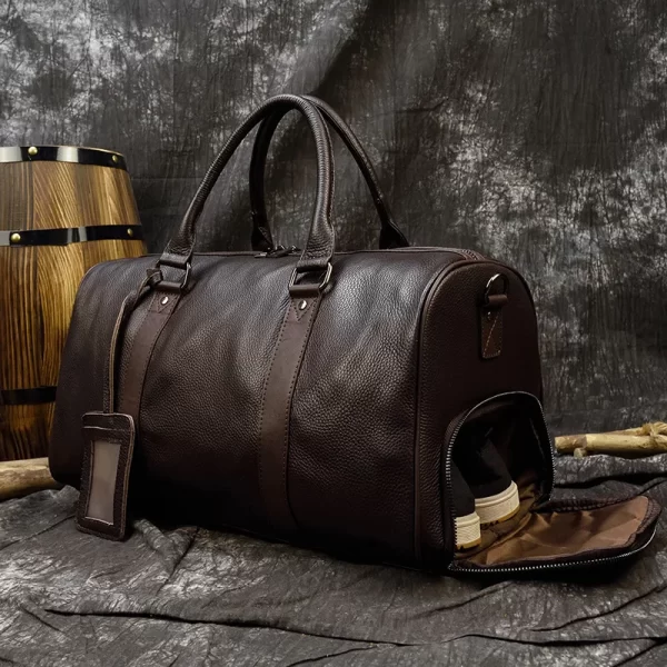 Luxury Genuine Leather Travel Bag | Durable Cowhide Carry-On Duffle for Men & Women | Perfect Weekend Luggage in the USA