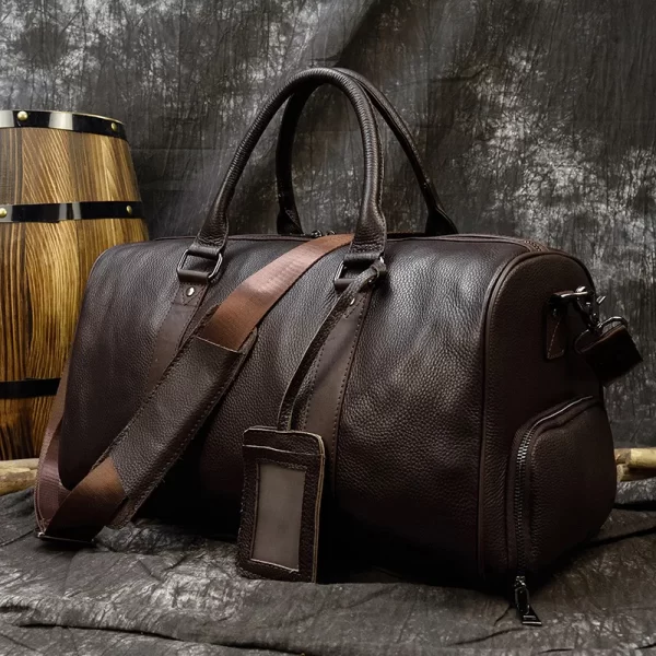 Luxury Genuine Leather Travel Bag | Durable Cowhide Carry-On Duffle for Men & Women | Perfect Weekend Luggage in the USA