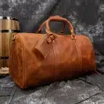 Men's 18-Inch Vintage Crazy Horse Leather Travel Duffel – Genuine Cowhide Boston Business Weekend Bag