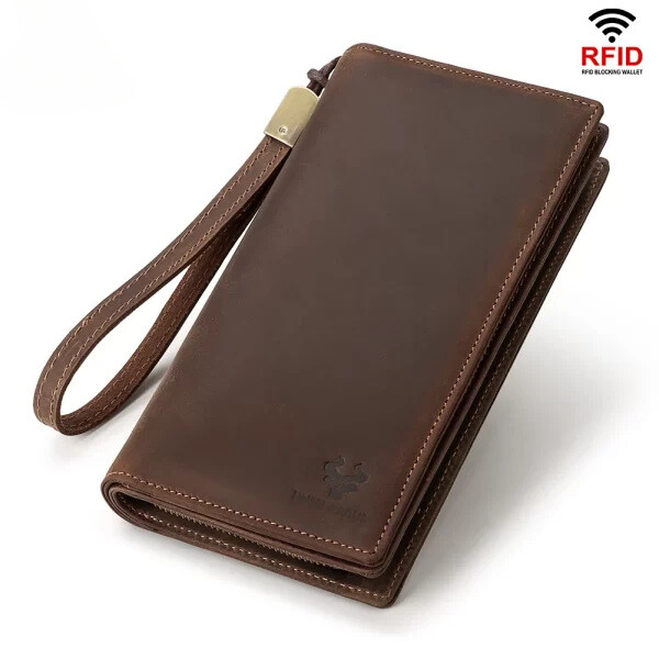 Leather Haven Men’s Genuine Leather Long Wallet with Phone Pocket & RFID Blocking | Large Capacity Clutch and Card Holder