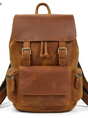 Leather Haven Handmade Genuine Leather Backpack | Large 15-Inch Laptop Daypack for Men & Women | Cowhide Computer Backpack