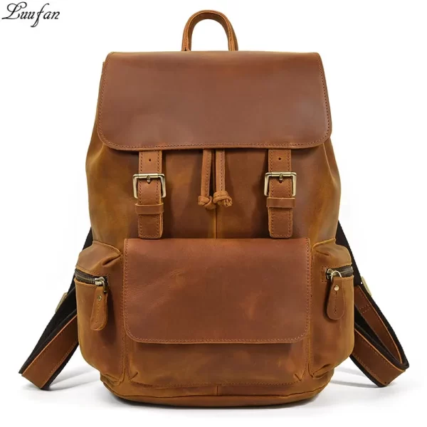 Leather Haven Handmade Genuine Leather Backpack | Large 15-Inch Laptop Daypack for Men & Women | Cowhide Computer Backpack