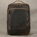 Vintage Leather Travel Backpack for Men | Handmade Crazy Horse Leather Double Zipper Bagpack | Stylish & Durable Travel Bag