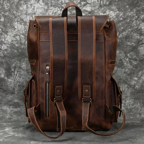 2025 New Arrivals Genuine Leather Backpack for Men - 17-Inch Laptop Travel Daypack - Large Capacity Shoulder Bag