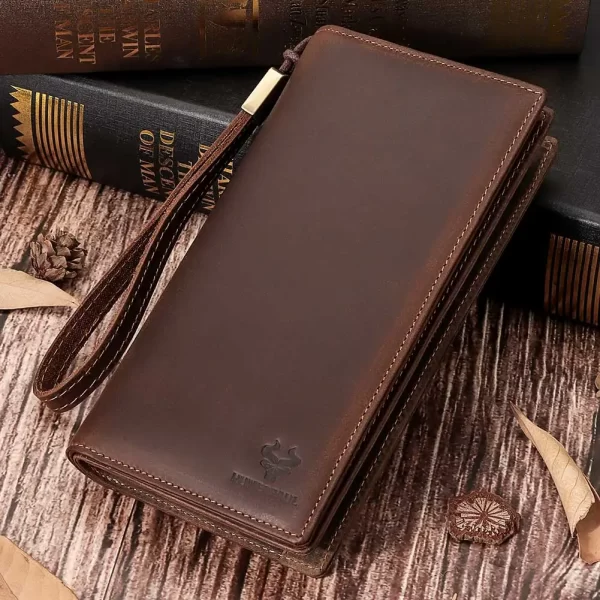 Leather Haven Men’s Genuine Leather Long Wallet with Phone Pocket & RFID Blocking | Large Capacity Clutch and Card Holder