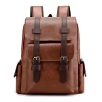 2023 Men’s PU Leather Backpack | Large Laptop Bag for Teens | Stylish Black Schoolbag & Mochilas for Boys | Brown Sac À Dos